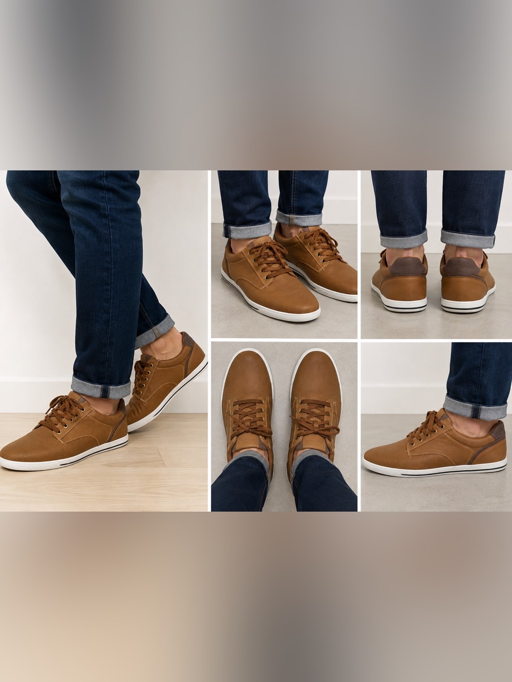 Men's Casual Lace-Up Sneakers in Brown